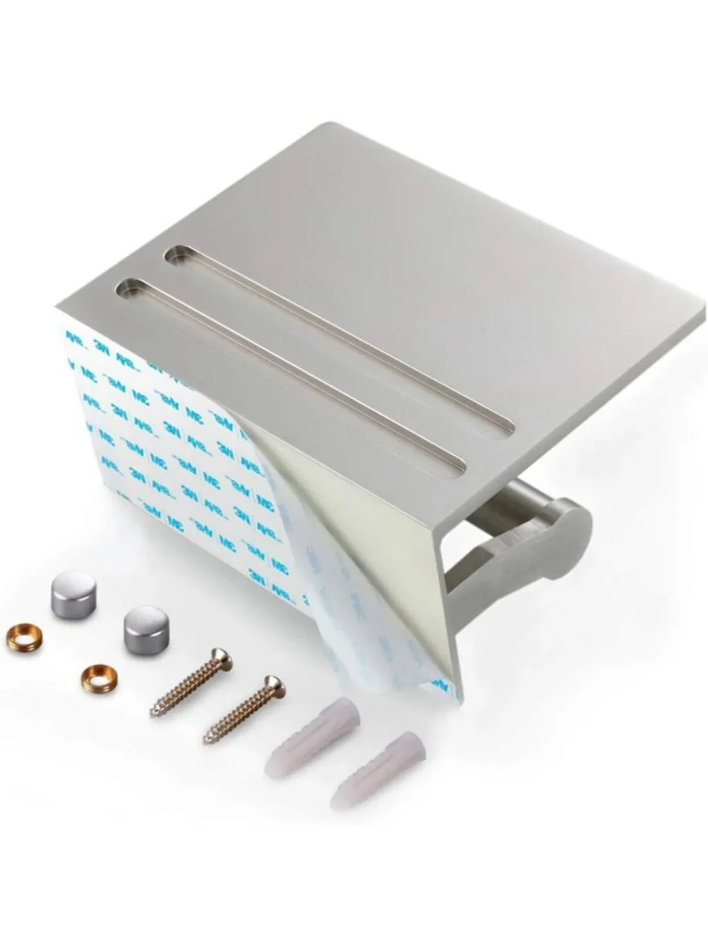 Stylish Toilet Paper Holder with Shelf - Aluminum Tissue Roll & Phone Storage